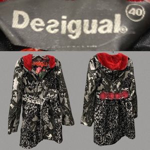 Desigual zip coat hoodie sz 40
